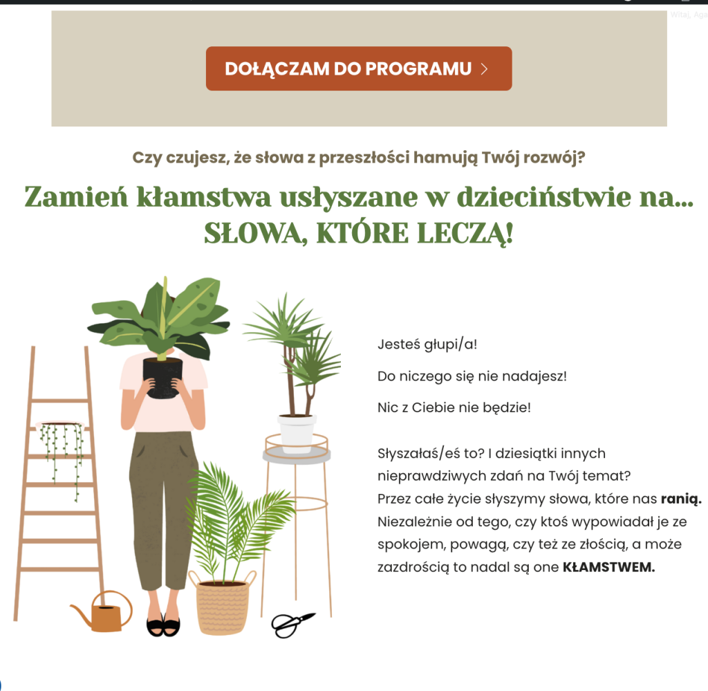 Słowa, które leczą - landing sprzedażowy